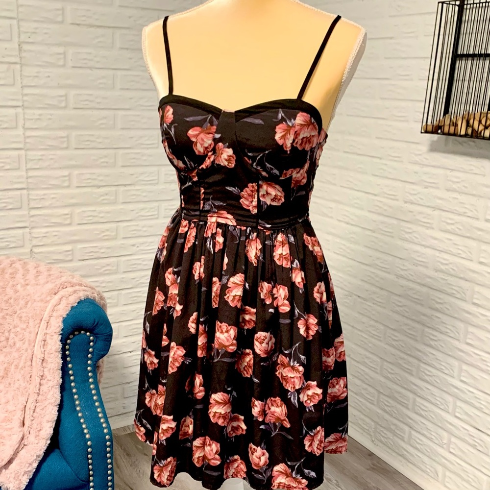 Band of Gypsies Floral Sundress, Black and Pink